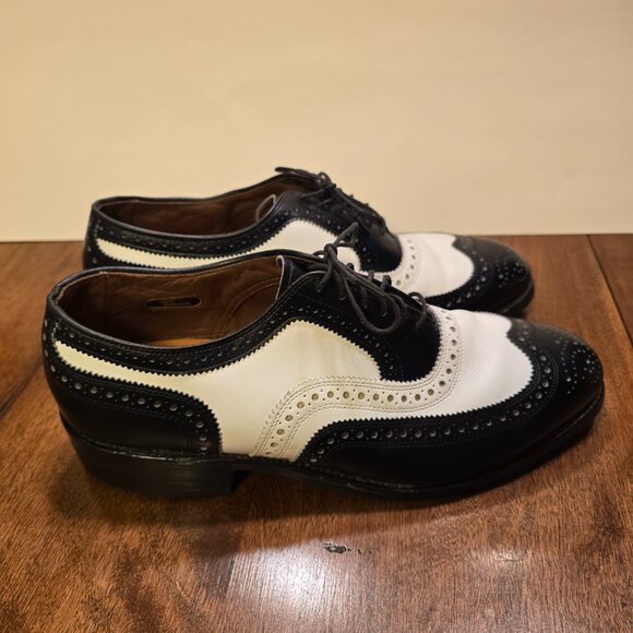ALLEN EDMONDS Broadstreet Black/White Wingtip Spectator Shoes 9D Made in USA - Picture 5 of 16
